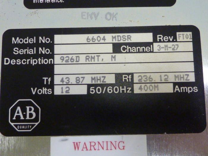 Used ALLEN BRADLEY Data Modem 6604 MDSR #55478