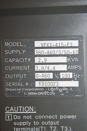 Used DRIVECON CORP Controller VFK1-415-F3 #20300