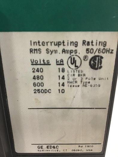 Used GE 50 Amp Breaker TED136050 / DISCONNECT #131923