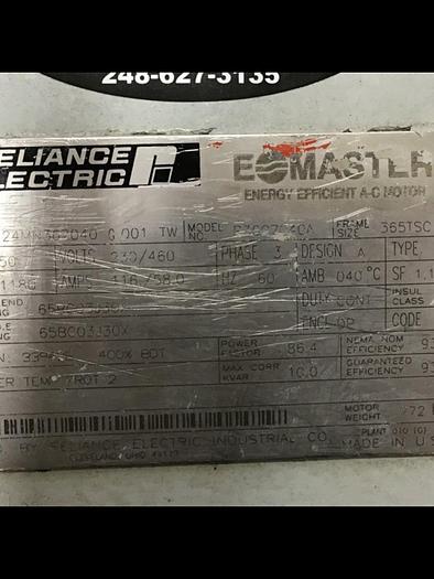 Used RELIANCE ELECTRIC 50 HP AC Motor P36C7040A Used