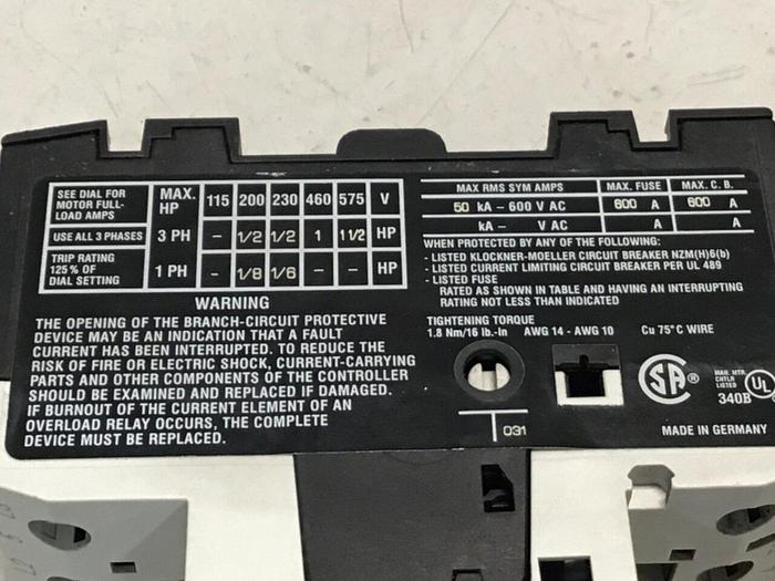 Used MOELLER Circuit Breaker Motor PKZM0-2.5 #128857