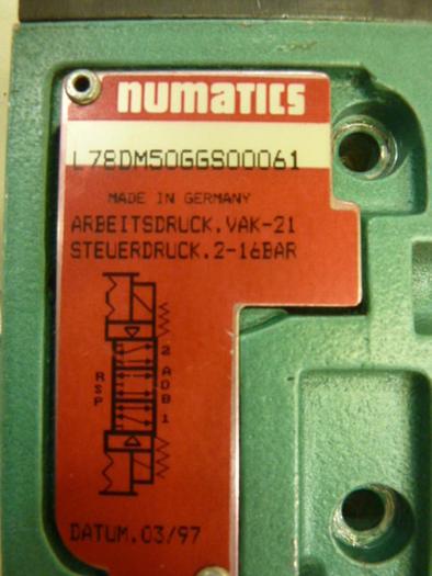 Used NUMATICS Valve L78DM50GGS00061 #59089