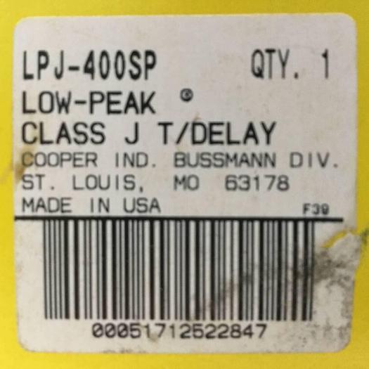Used BUSSMANN 400 Amp Fuse LPJ-400SP #93333