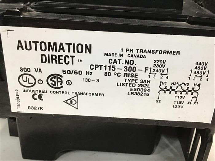 Used AUTOMATION DIRECT Single Phase Transformer CPT115-300-F #115316