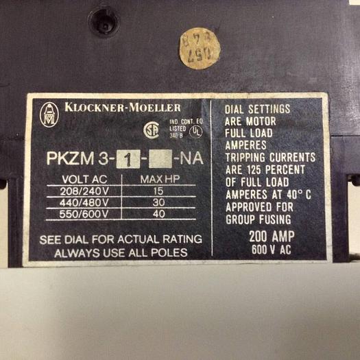 Used KLOCKNER MOELLER Motor Starter Protector PKZM3-1-NA #86790