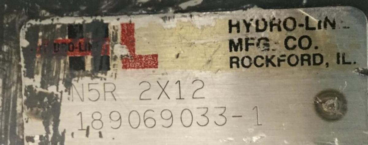 Used HYDRO LINE Injection Sled Cylinder N5R 2X12 USED 