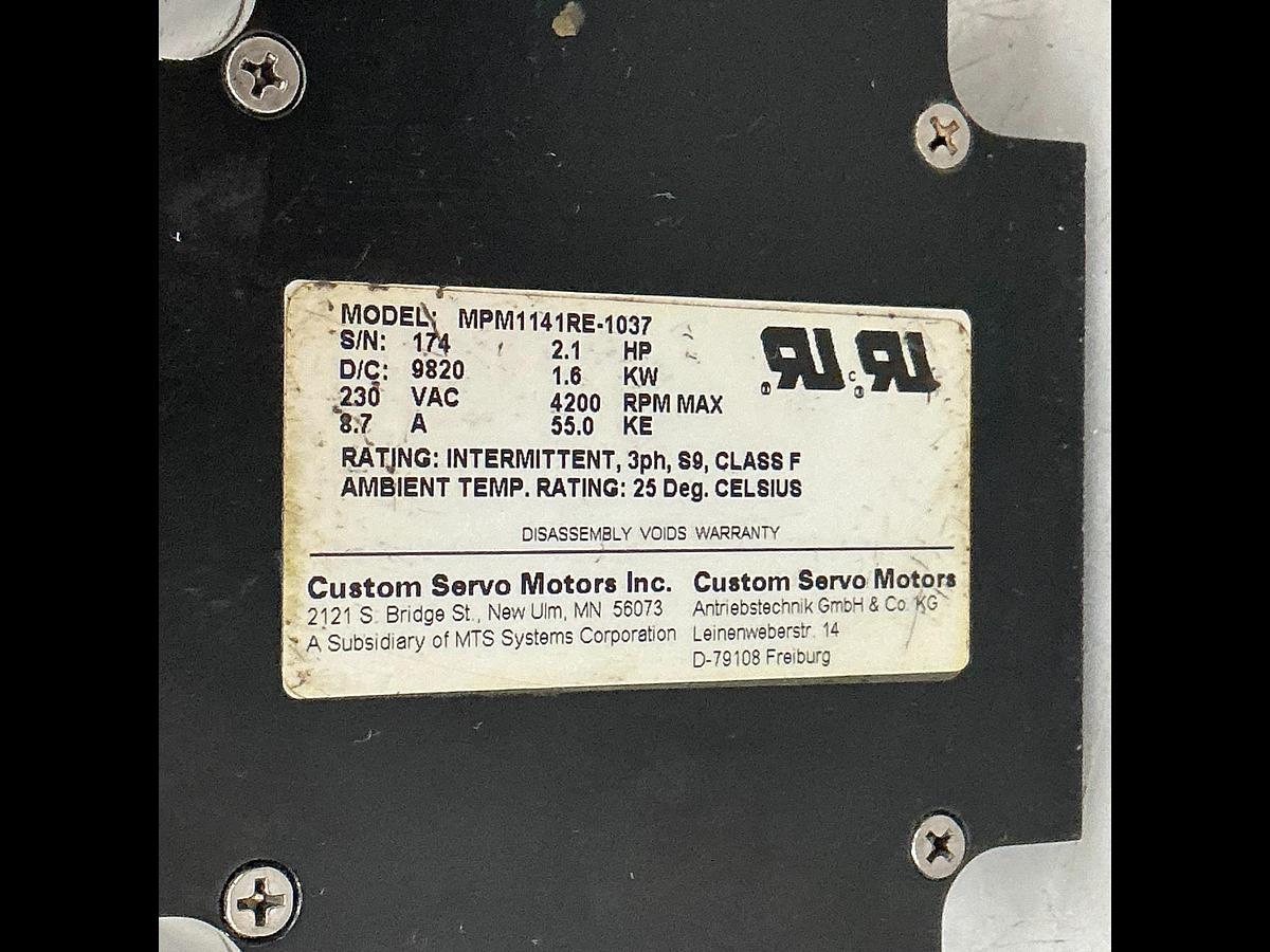 Used CUSTOM SERVO MOTORS MPM1141RE-1037