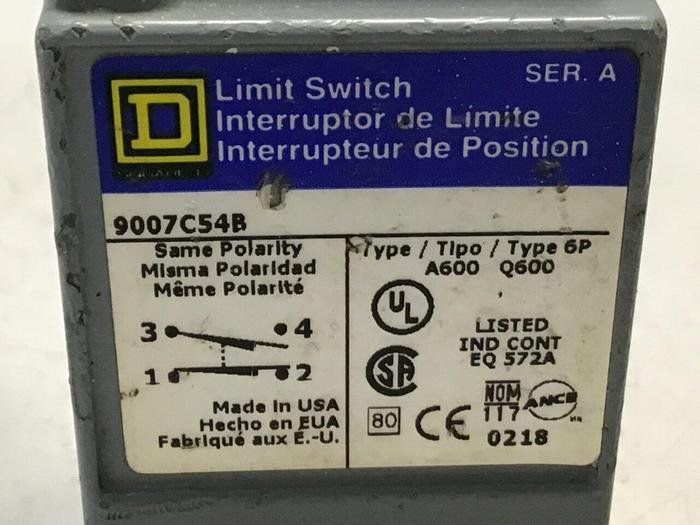 Used SQUARE D Limit Switch 9007-C54B #122146