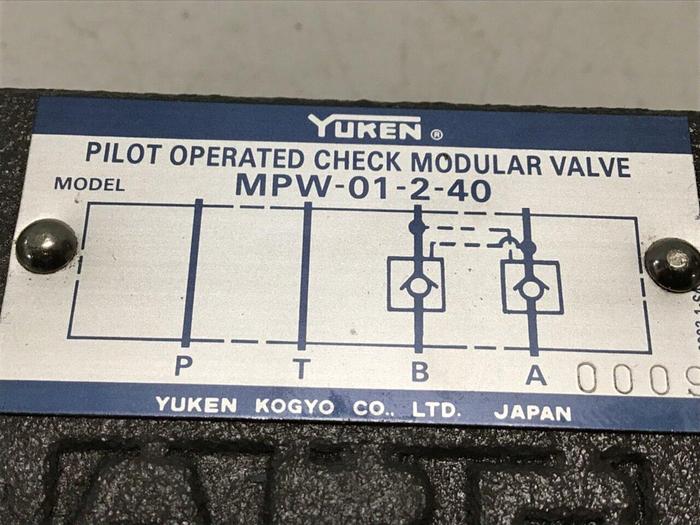 Used YUKEN Check Modular Valve MPW-01-2-40 #111780
