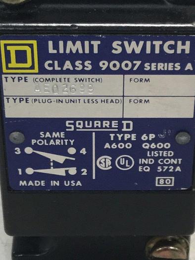 Used SQUARE D Limit Switch 9007AEQ2699 Used