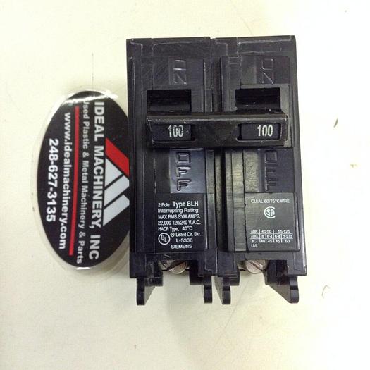 Used SIEMENS 100 Amp Circuit Breaker B2100H #75745