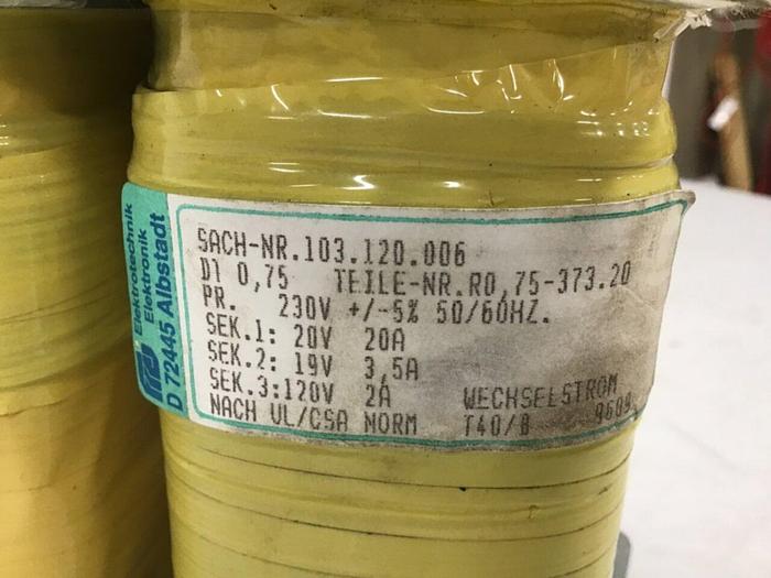 Used ELEKTROTECHNIK Transformer SACH-NR.103.120.006 #120398