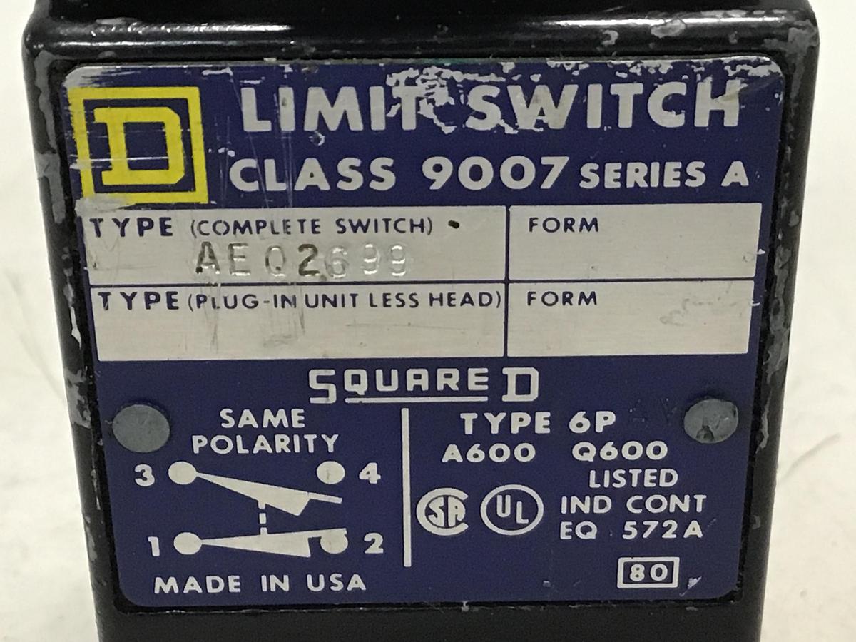 Used SQUARE D Limit Switch 9007-AEQ2699 Used