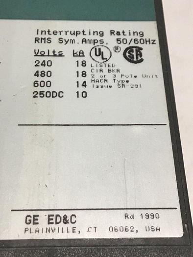 Used GE 100 Amp Breaker TED136100 / DISCONNECT USED
