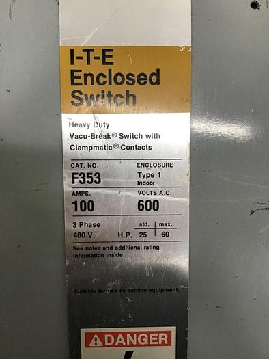 Used SIEMENS ITE Vacu-Break Disconnect Switch F-353 #127064
