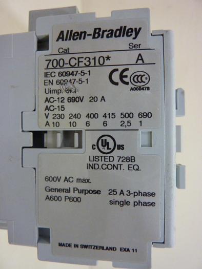 Used ALLEN BRADLEY Control Relay 700-CF310 SER A #49762