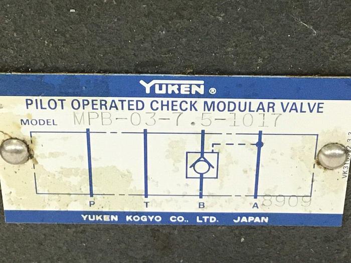 Used YUKEN Valve MPB-03-7.5-1017 #113033