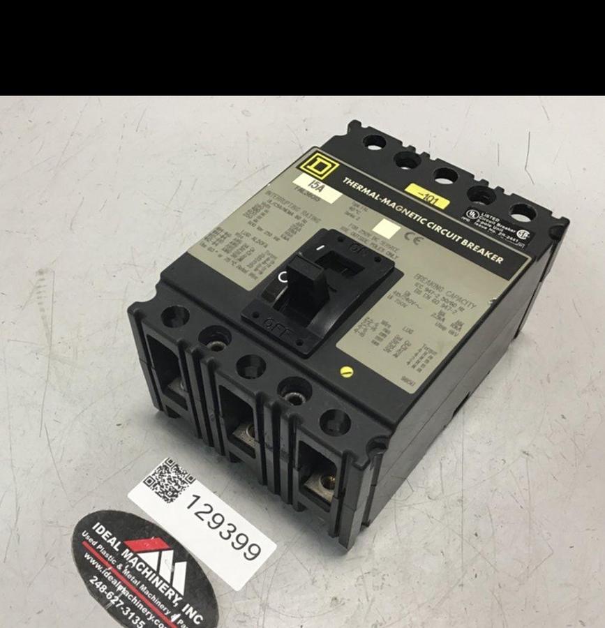 Used SQUARE D 15 Amp Circuit Breaker FAL36015 USED