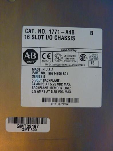 Used ALLEN BRADLEY I/O Chassis 1771-A4B SER B #50031 DNL SCRAPPED