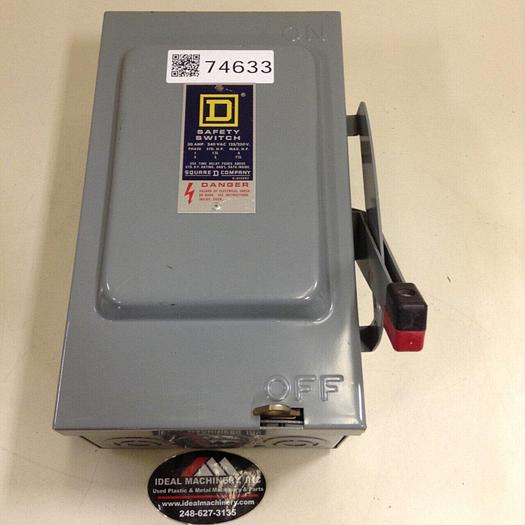 Used SQUARE D 30 Amp Safety Switch H-221-N #74633