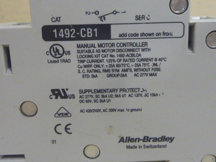 Used ALLEN BRADLEY 2 Amp Circuit Breaker 1492-CB1/G020 SER C #64490
