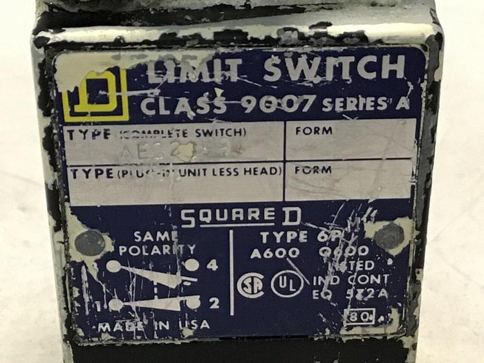 Used SQUARE D Limit Switch 9007-AEQ2699 Used