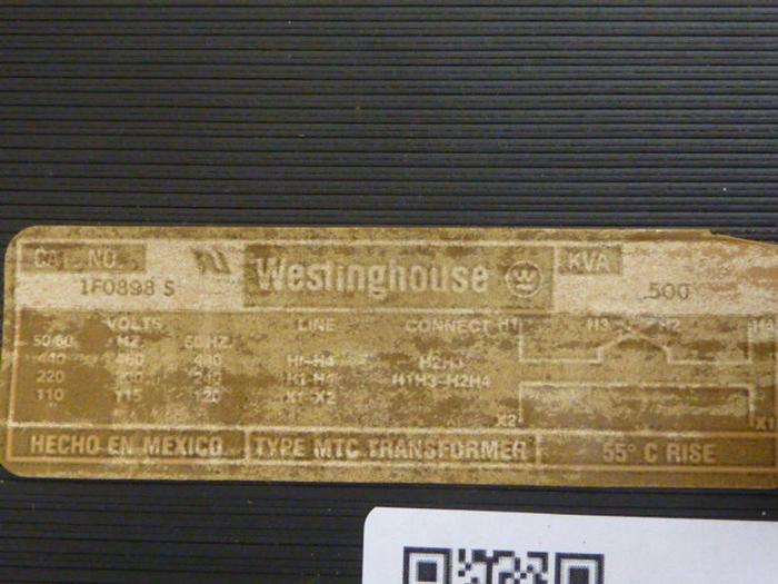 Used WESTINGHOUSE .500 kVA Transformer 1F0898 S #65427