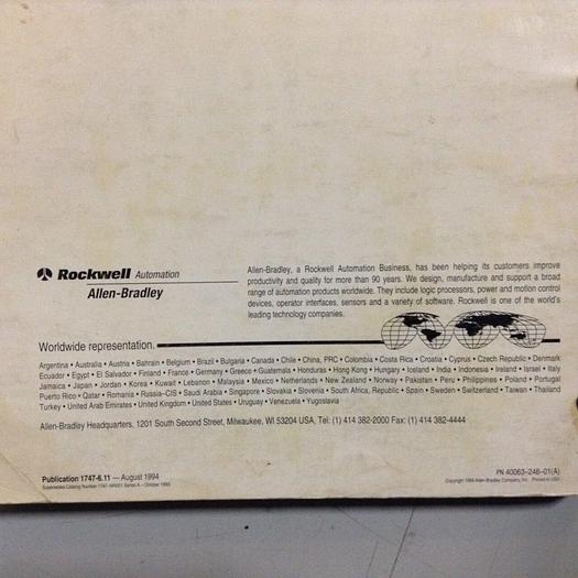 Used ALLEN BRADLEY Reference Manual 1747-6.11 #70949