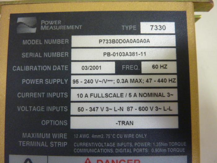 Used POWER MEASUREMENT Power Supply P733B0D0A0A0A0A #59111