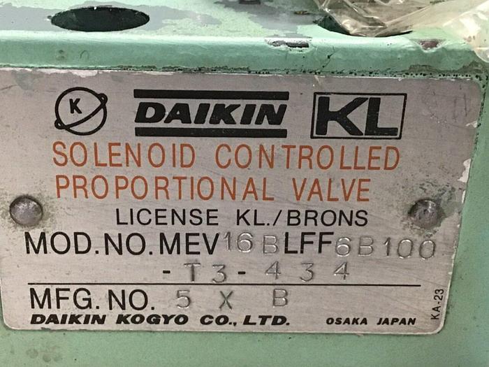Used DAIKIN Kogyo Valve MEV16BLFF6B100-T3-434 #113018