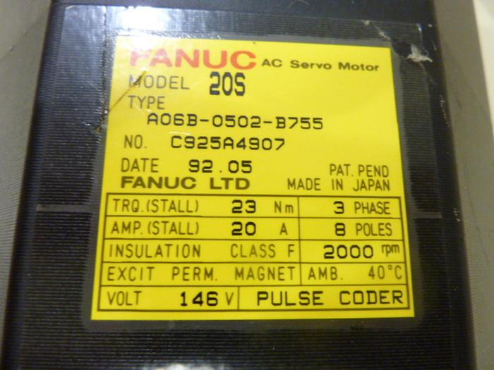 Used FANUC AC Servo Motor A06B-0502-B755 #43364