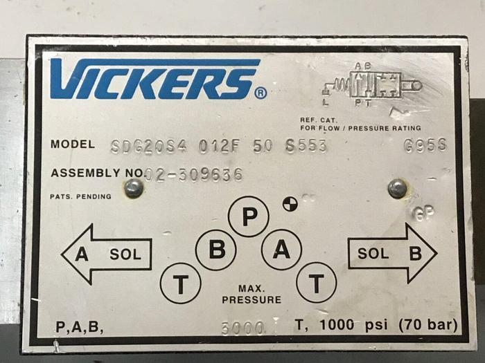 Used VICKERS Valve SDG20S4 012F 50 S553 #130788