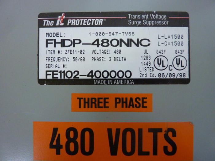 Used THE IT PROTECTOR Surge Suppressor FHDP-480NNC #57893