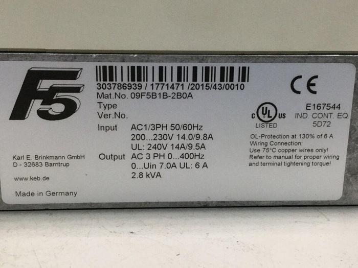 Used KEB Combivert Module D-32683 09F5B1B-2B0A USED