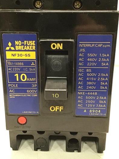 Used MITSUBISHI 10 Amp Circuit Breaker NF30-SS-10 #112267