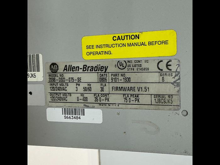 Used ALLEN BRADLEY 2098-DSD-075-SE