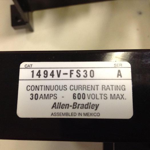 Used ALLEN BRADLEY 30 Amp Disconnect Switch 1494V-DS30 SER A #85302