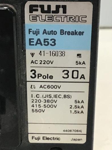 Used FUJI ELECTRIC 30 Amp Circuit Breaker EA53-30 #127418