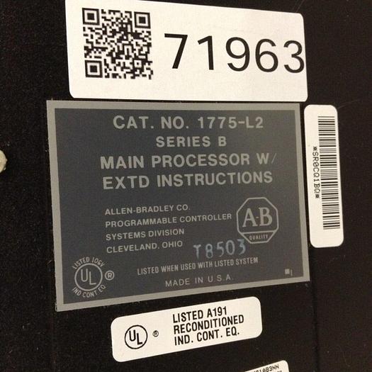 Used ALLEN BRADLEY Main Processor 1775-L2 SER B #71963