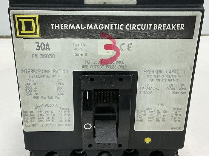 Used SQUARE D FAL36030 CIRCUIT BREAKER