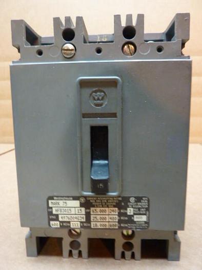 Used WESTINGHOUSE 15 Amp Circuit Breaker HFB3015 #27806