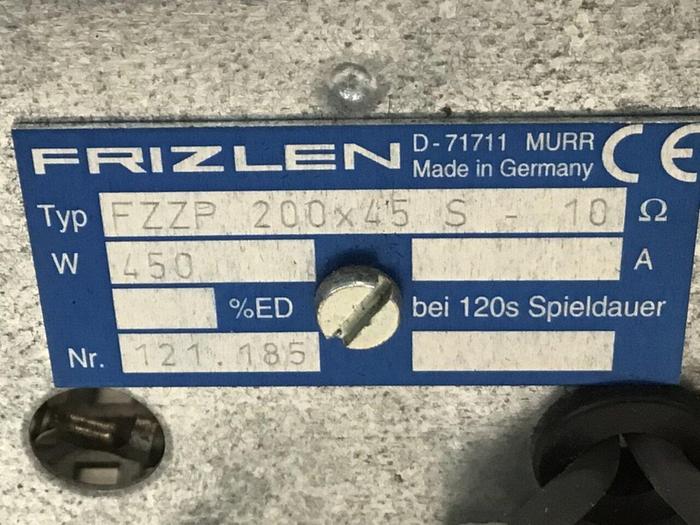 Used FRIZLEN GMBH & CO KG Power Resisitor FZZP 200X45S-10 D-71711 #129189