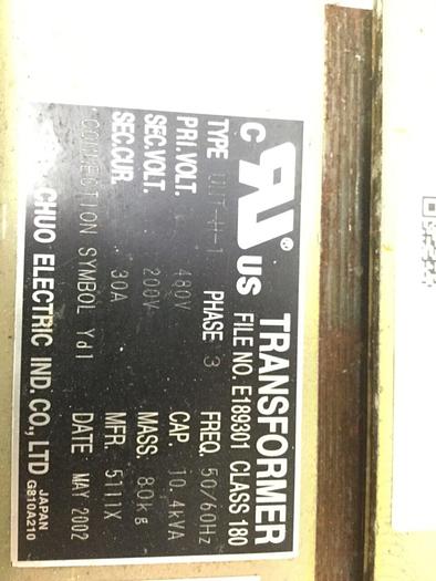 Used CHUO ELECTRONICS 10.4 kVA Transformer UNT-H-1 #107824