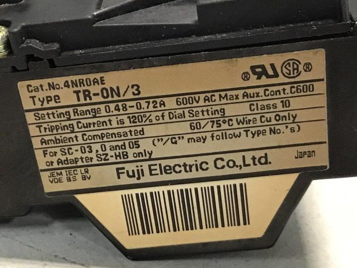 Used FUJI ELECTRIC Overload Relay TR-ON/3 4NROAE #125422