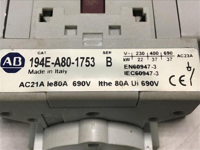 Used ALLEN BRADLEY Load Switch 194E-A80-1753 Used