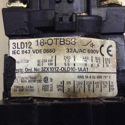 Used SIEMENS Disconnect Swtich 3LD1 218-OTB53 #87019