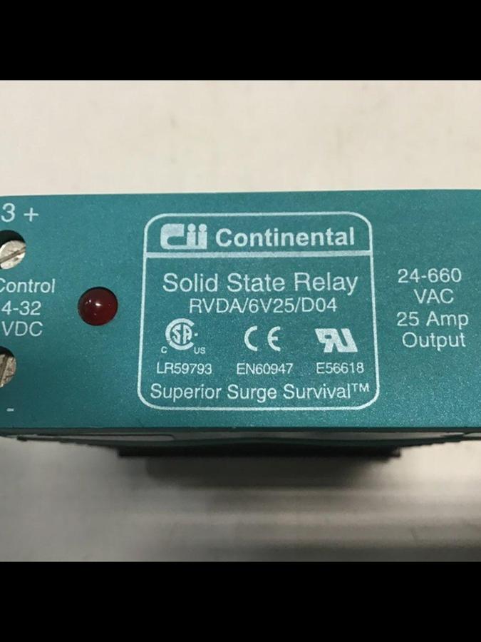 Used CONTINENTAL INDUSTRIES Solid State Relay RVDA/6V25/D04 Used
