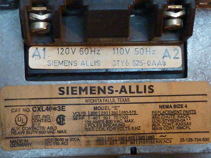 Used SIEMENS Contactor CXL40.3E #22923