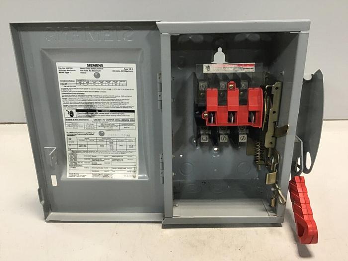 Used SIEMENS 30 Amp Safety Disconnect Switch HNF361 VBII #130225