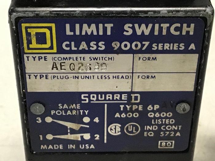 Used SQUARE D Limit Switch 9007-AEQ2699 Used